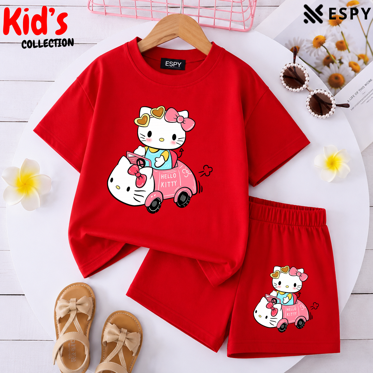 Kids Matching Drop Shoulder T-Shirt and Shorts Set