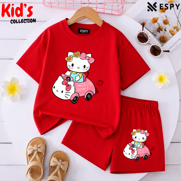 Kids Matching Drop Shoulder T-Shirt and Shorts Set