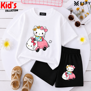 Kids Matching Drop Shoulder T-Shirt and Shorts Set