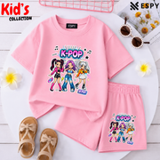Kids Matching Drop Shoulder T-Shirt and Shorts Set