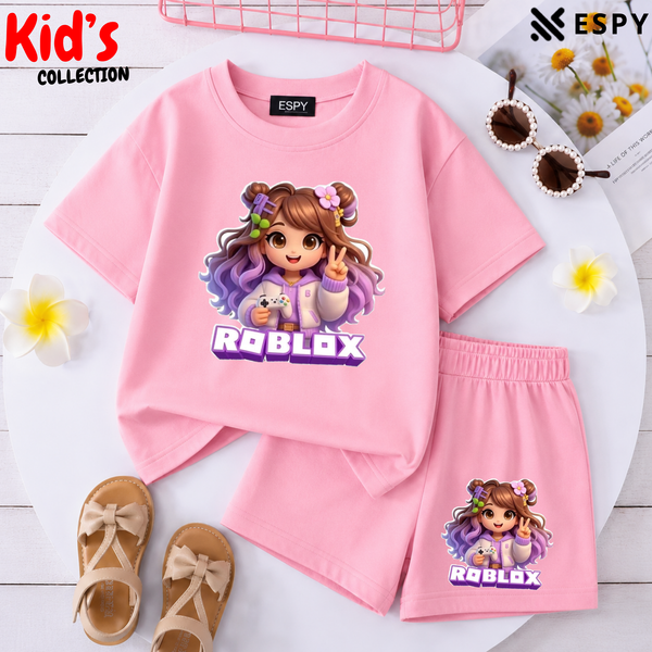 Kids Matching Drop Shoulder T-Shirt and Shorts Set