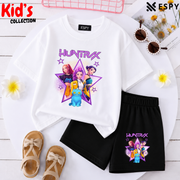 Kids Matching Drop Shoulder T-Shirt and Shorts Set
