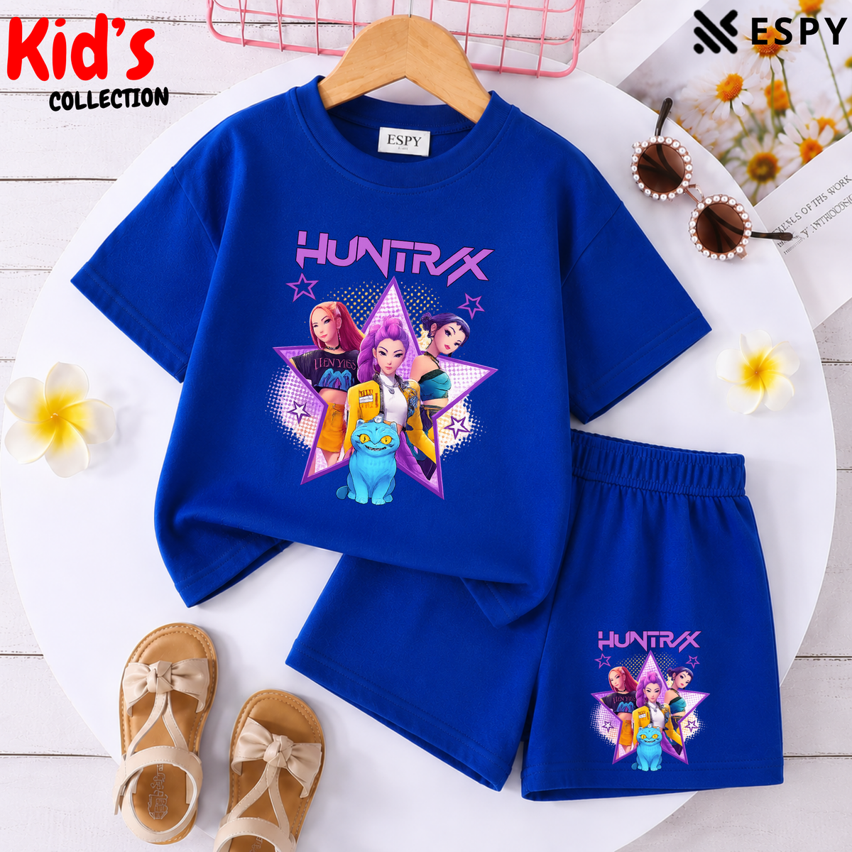 Kids Matching Drop Shoulder T-Shirt and Shorts Set