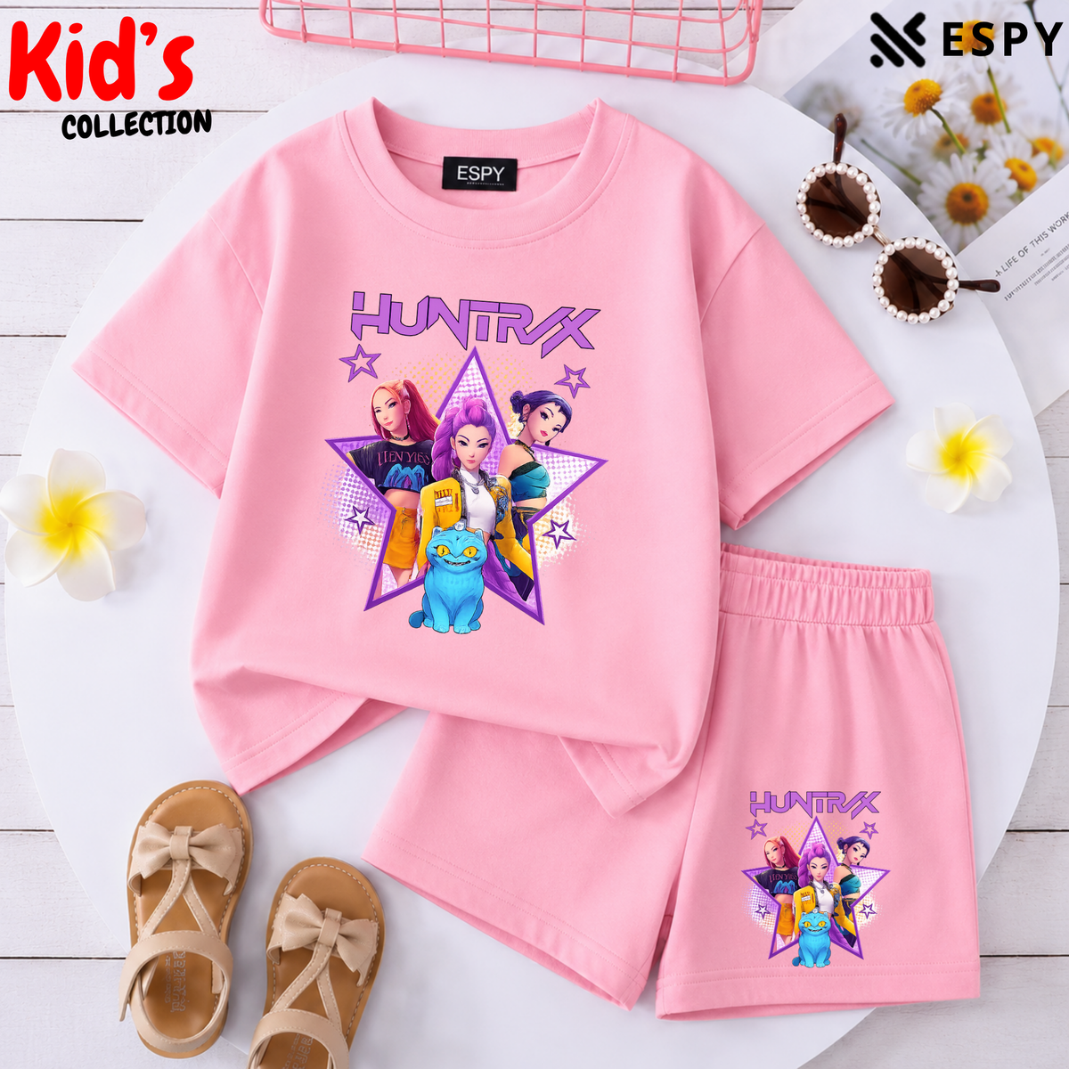 Kids Matching Drop Shoulder T-Shirt and Shorts Set