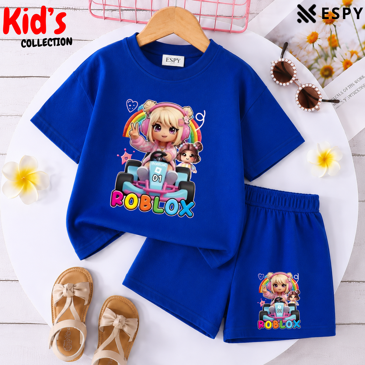Kids Matching Drop Shoulder T-Shirt and Shorts Set