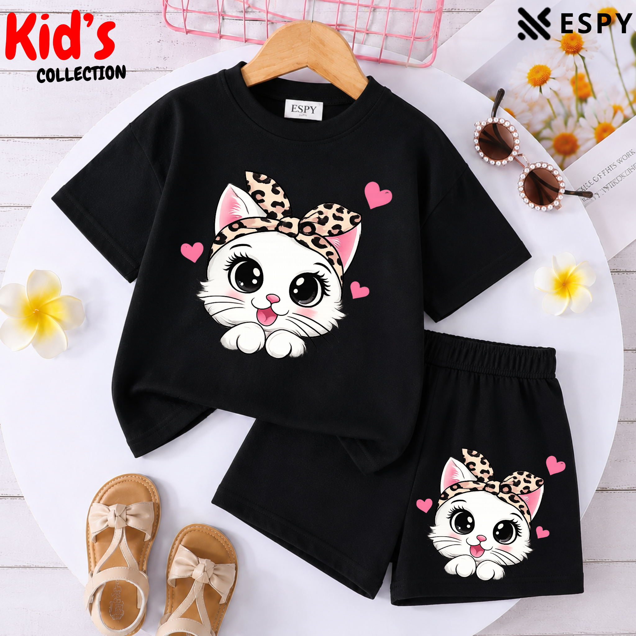 Kids Matching Drop Shoulder T-Shirt and Shorts Set