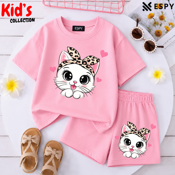 Kids Matching Drop Shoulder T-Shirt and Shorts Set