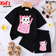 Kids Matching Drop Shoulder T-Shirt and Shorts Set