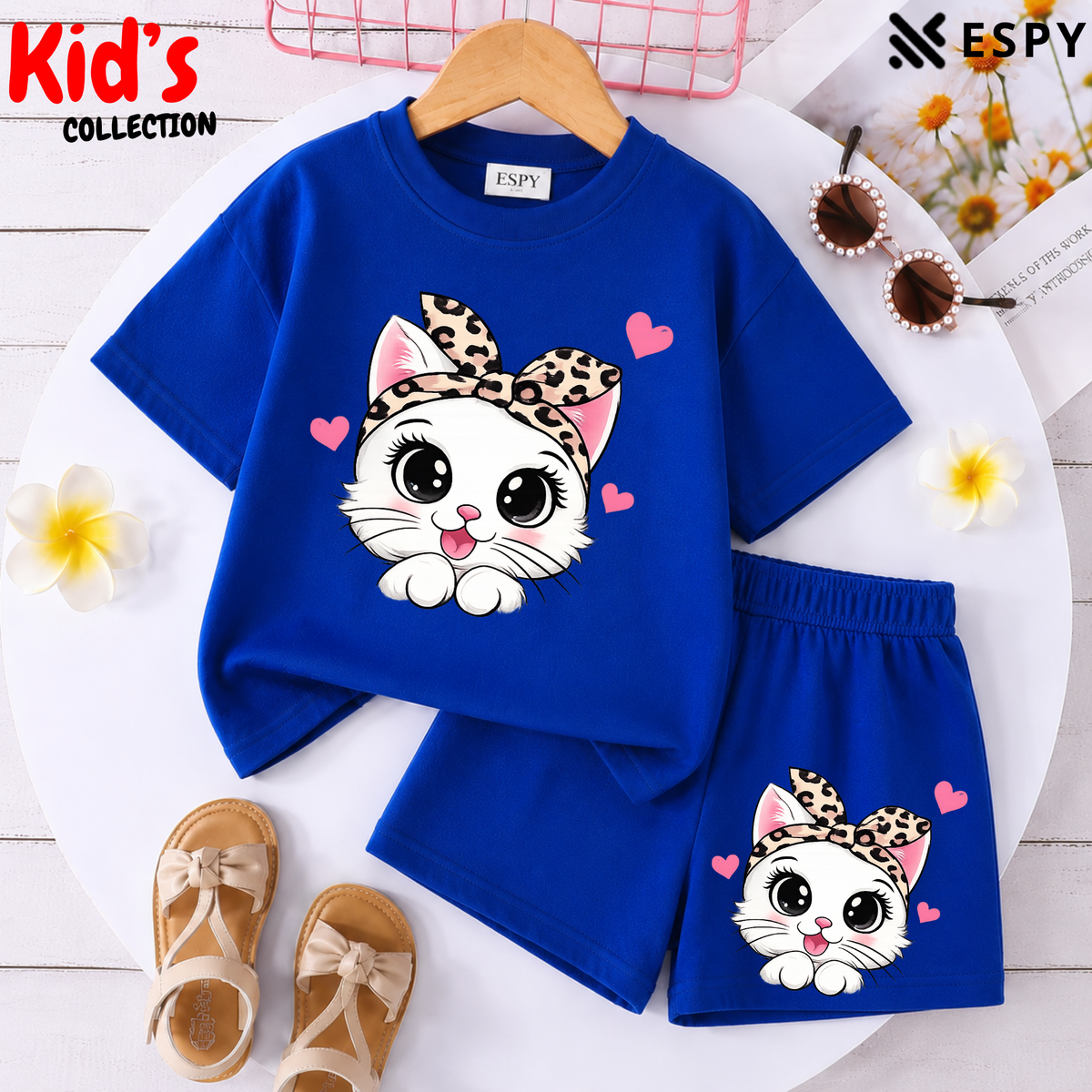 Kids Matching Drop Shoulder T-Shirt and Shorts Set