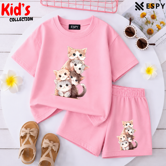 Kids Matching Drop Shoulder T-Shirt and Shorts Set