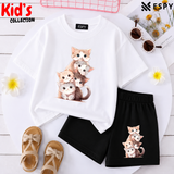 Kids Matching Drop Shoulder T-Shirt and Shorts Set