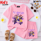 Kids Matching Drop Shoulder T-Shirt and Shorts Set