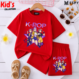 Kids Matching Drop Shoulder T-Shirt and Shorts Set