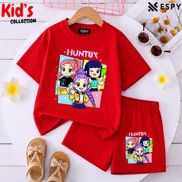 Kids Matching Drop Shoulder T-Shirt and Shorts Set