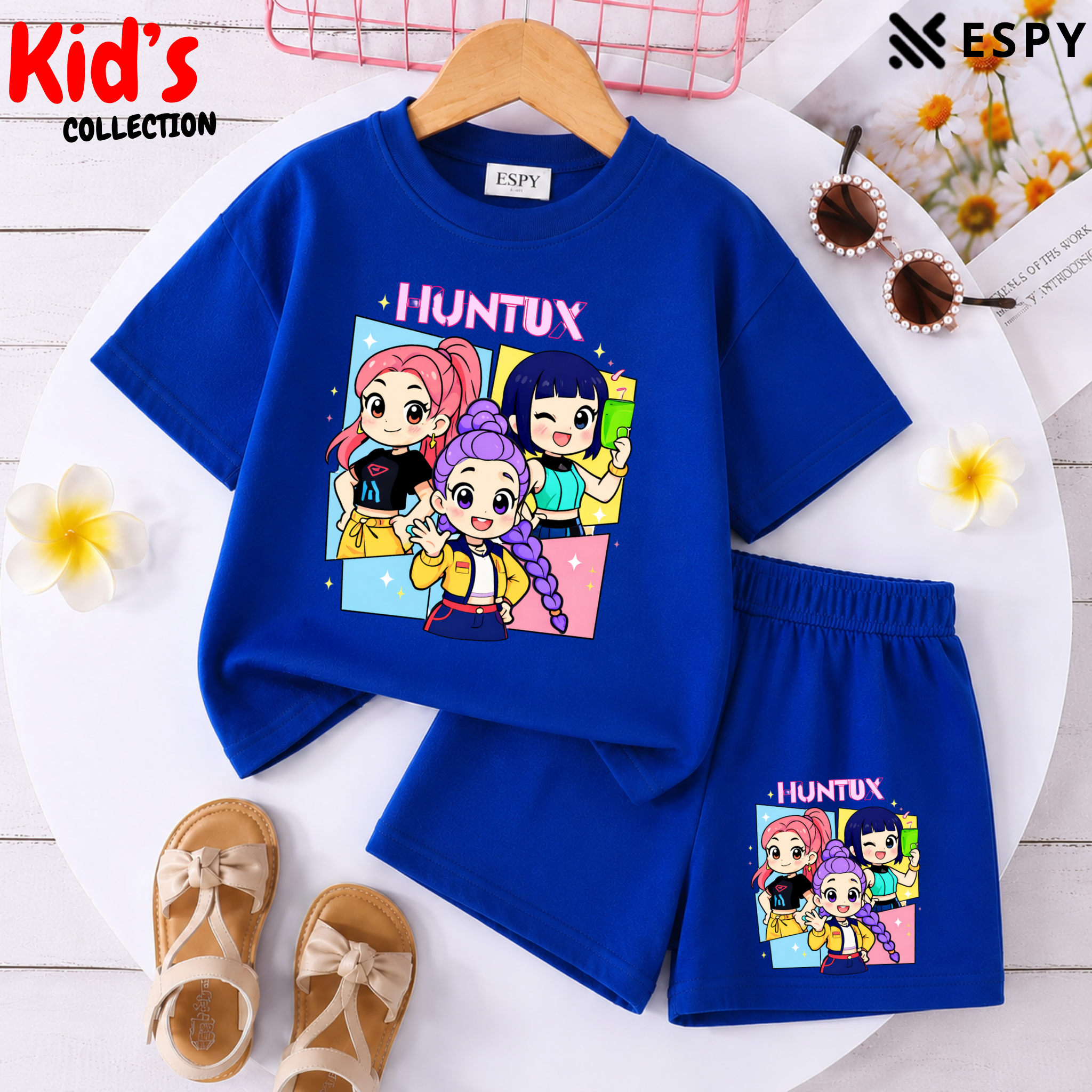 Kids Matching Drop Shoulder T-Shirt and Shorts Set