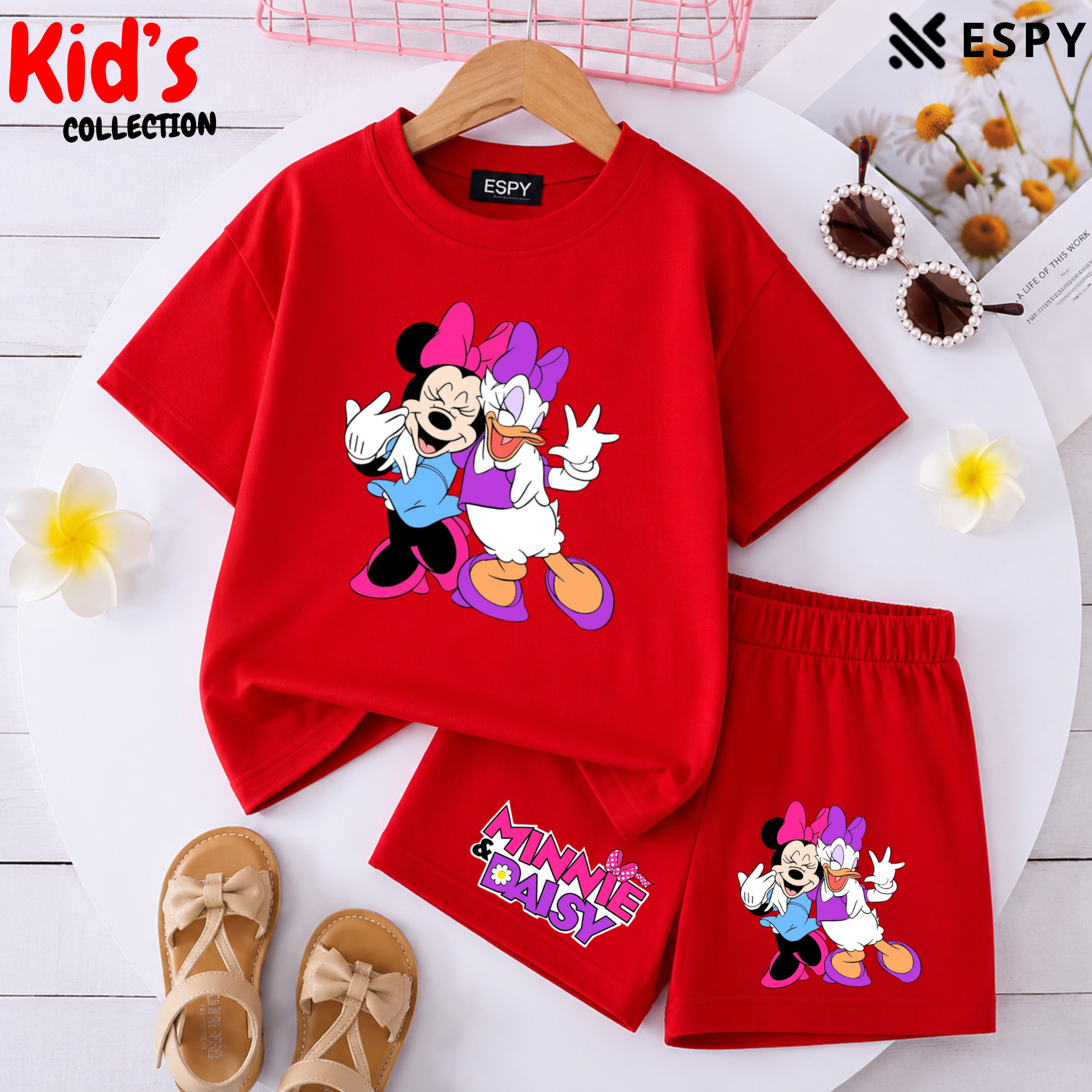 Kids Matching Drop Shoulder T-Shirt and Shorts Set