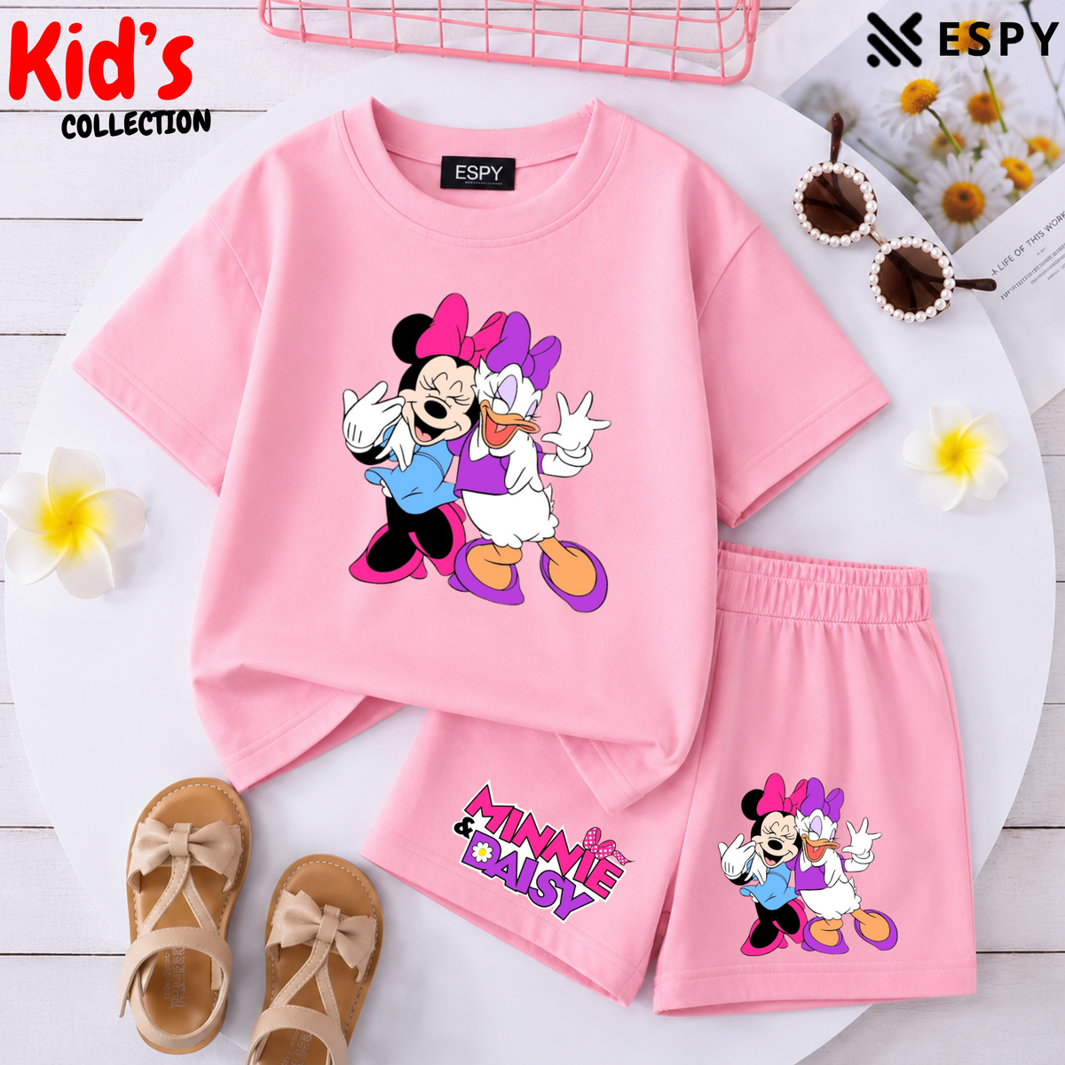 Kids Matching Drop Shoulder T-Shirt and Shorts Set
