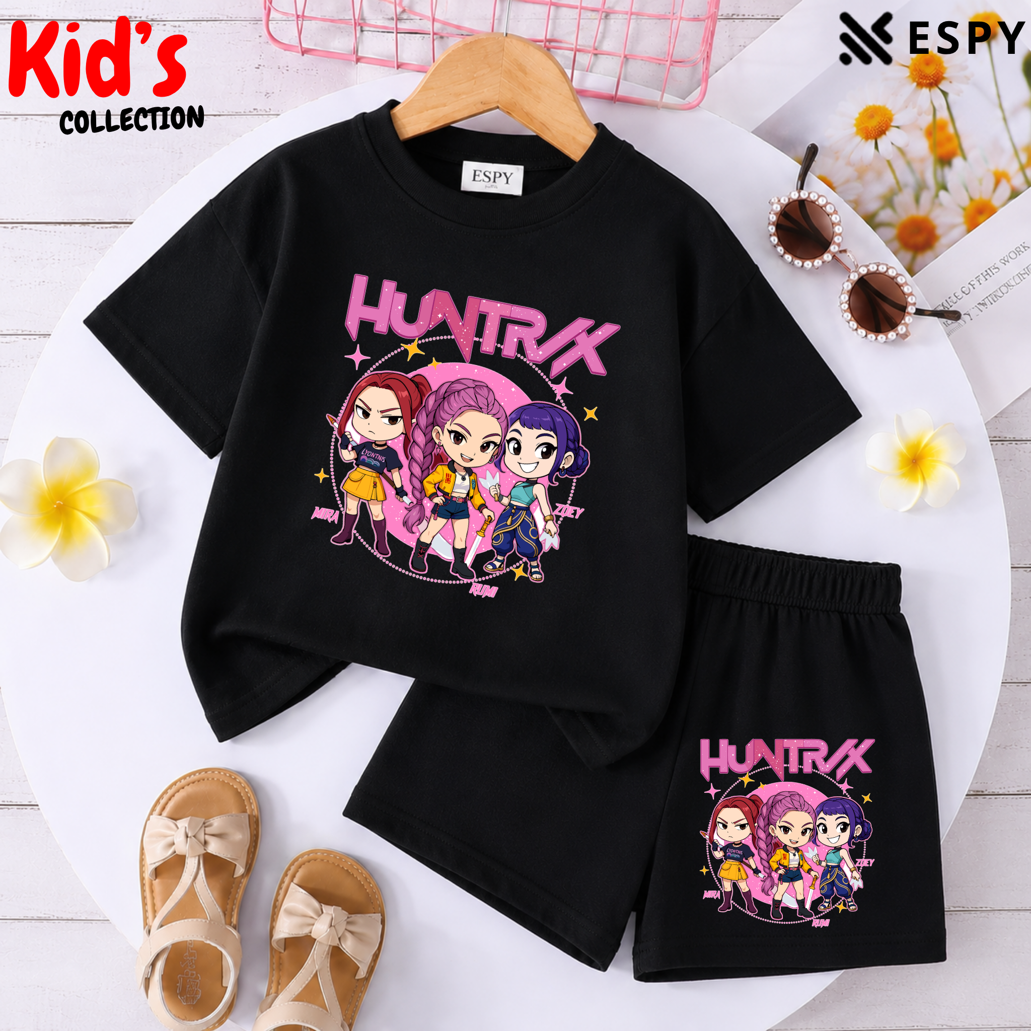 Kids Matching Drop Shoulder T-Shirt and Shorts Set