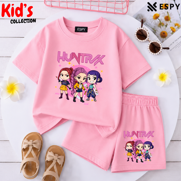 Kids Matching Drop Shoulder T-Shirt and Shorts Set