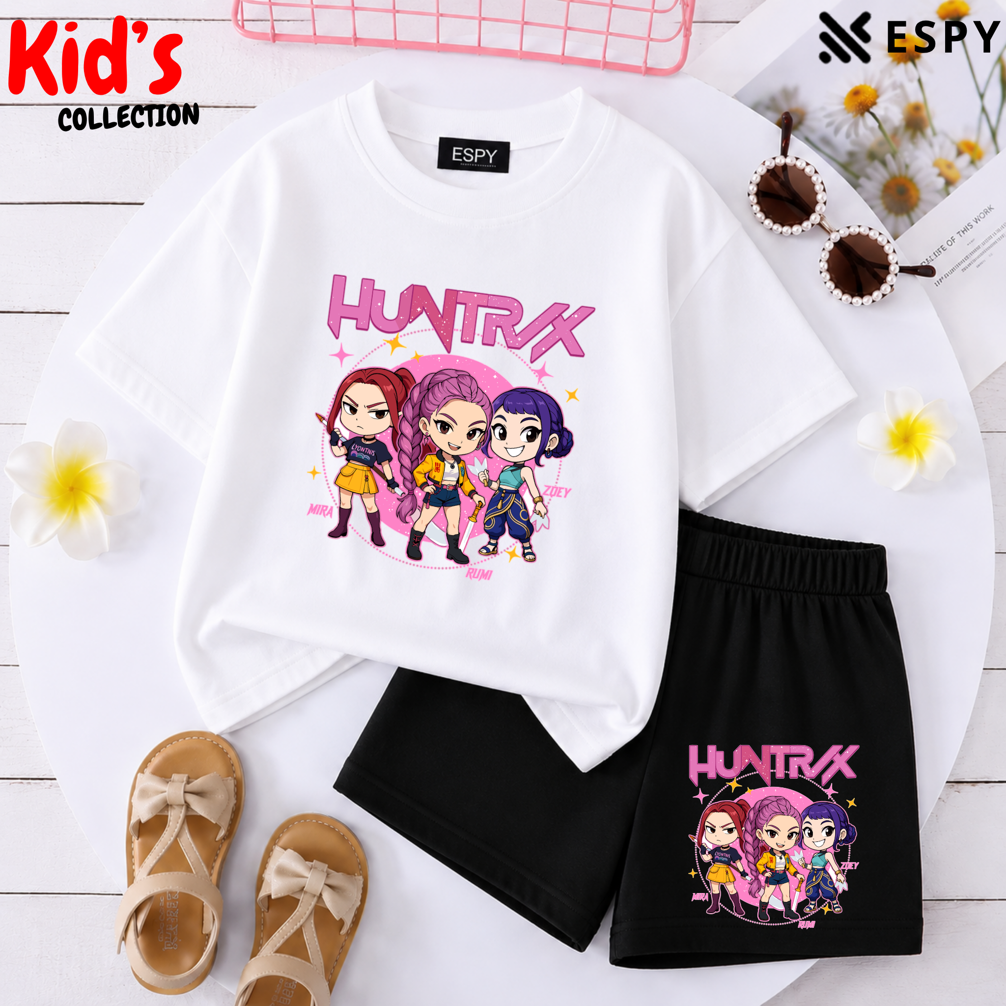 Kids Matching Drop Shoulder T-Shirt and Shorts Set