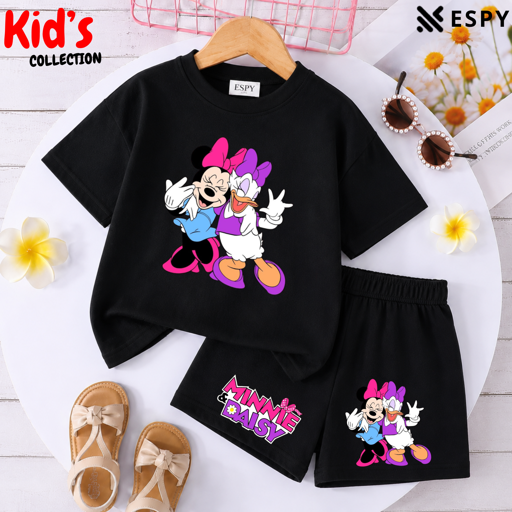 Kids Matching Drop Shoulder T-Shirt and Shorts Set