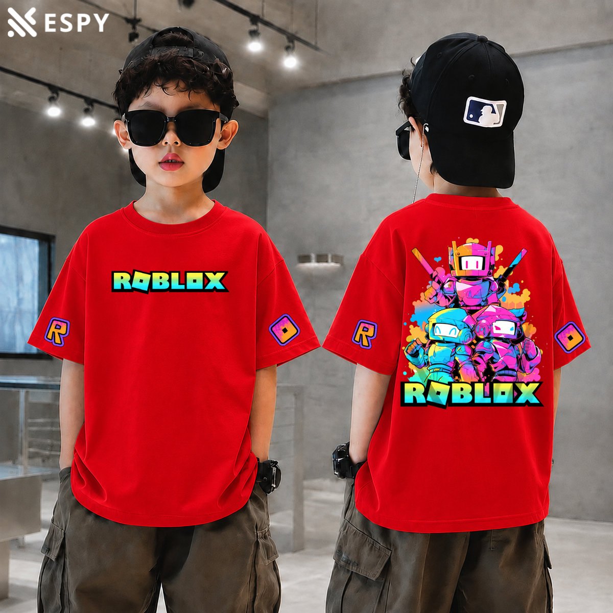 Trendy Kids Neon Gaming Squad Drop Shoulder T-Shirt