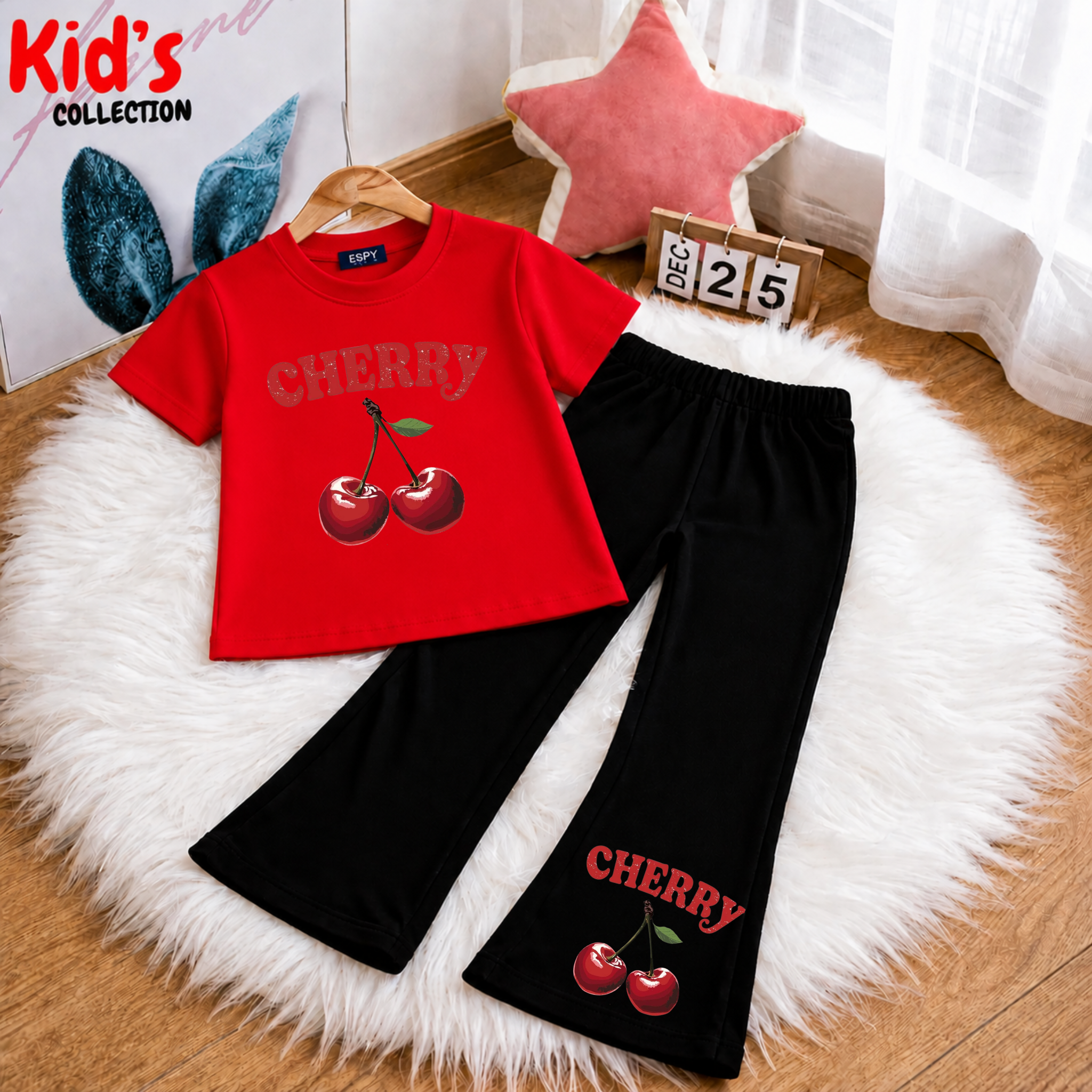 Trendy Kids 2-Piece Outfit Set – Top & Black Flared Pants