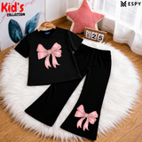 Trendy Kids 2-Piece Outfit Set – Top & Black Flared Pants