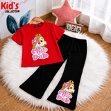 Trendy Kids 2-Piece Outfit Set – Top & Black Flared Pants