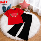 Trendy Kids 2-Piece Outfit Set – Top & Black Flared Pants