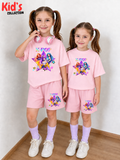 Kids Matching Drop Shoulder T-Shirt and Shorts Set