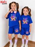 Kids Matching Drop Shoulder T-Shirt and Shorts Set