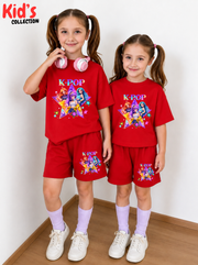 Kids Matching Drop Shoulder T-Shirt and Shorts Set