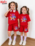 Kids Matching Drop Shoulder T-Shirt and Shorts Set