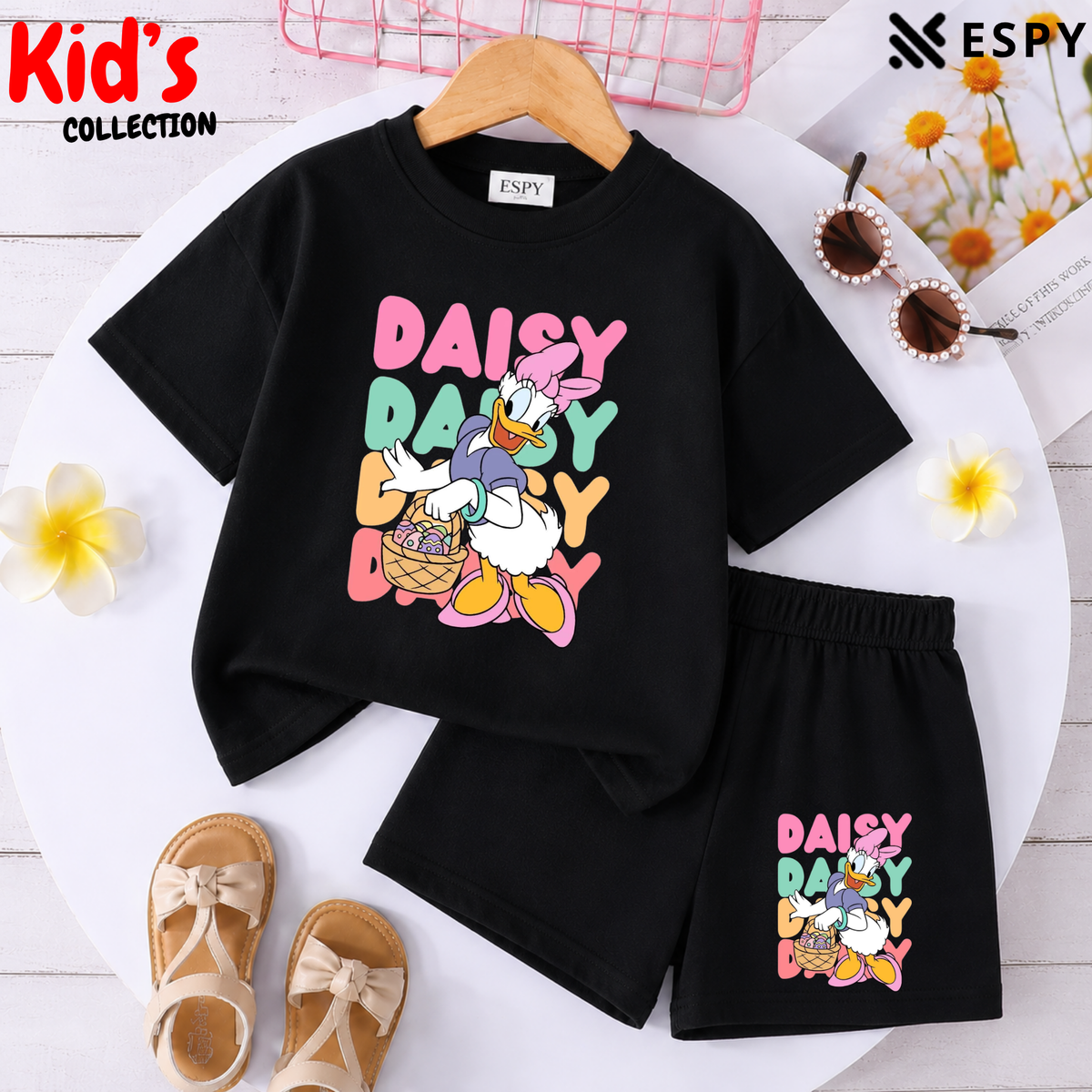 Kids Matching Drop Shoulder T-Shirt and Shorts Set