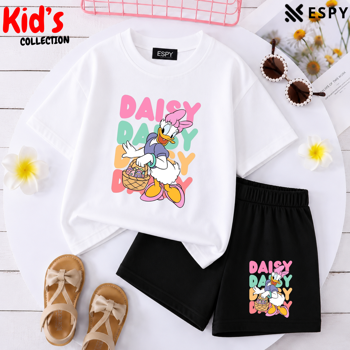 Kids Matching Drop Shoulder T-Shirt and Shorts Set