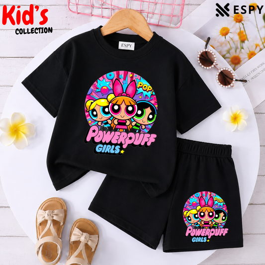 Kids Matching Drop Shoulder T-Shirt and Shorts Set