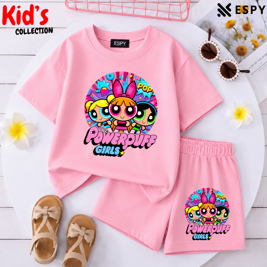 Kids Matching Drop Shoulder T-Shirt and Shorts Set