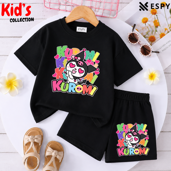 Kids Matching Drop Shoulder T-Shirt and Shorts Set