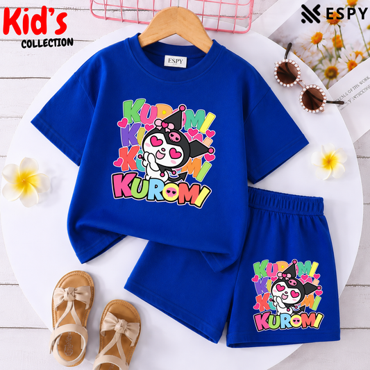 Kids Matching Drop Shoulder T-Shirt and Shorts Set