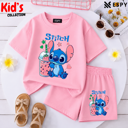 Kids Matching Drop Shoulder T-Shirt and Shorts Set