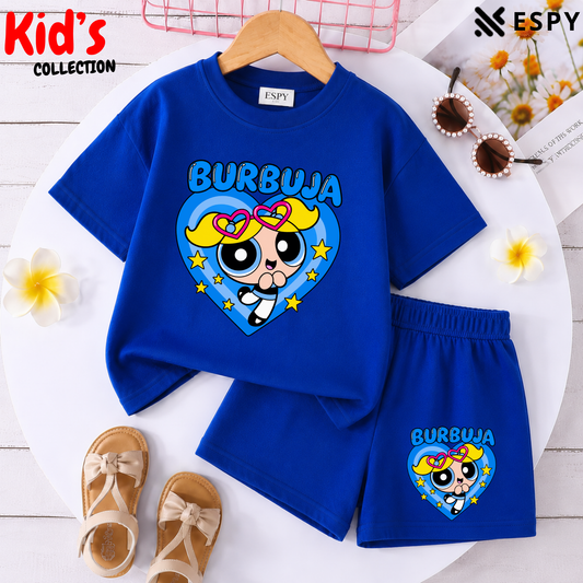 Kids Matching Drop Shoulder T-Shirt and Shorts Set