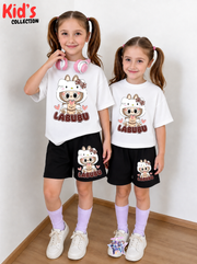 Kids Matching Drop Shoulder T-Shirt and Shorts Set