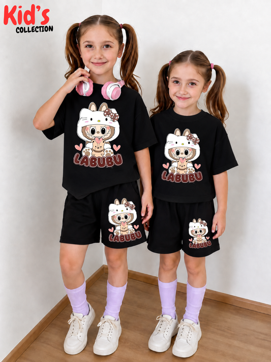 Kids Matching Drop Shoulder T-Shirt and Shorts Set