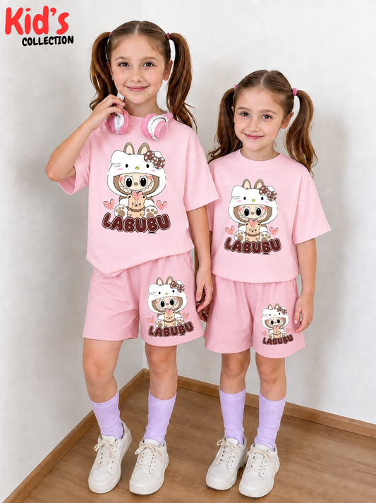 Kids Matching Drop Shoulder T-Shirt and Shorts Set