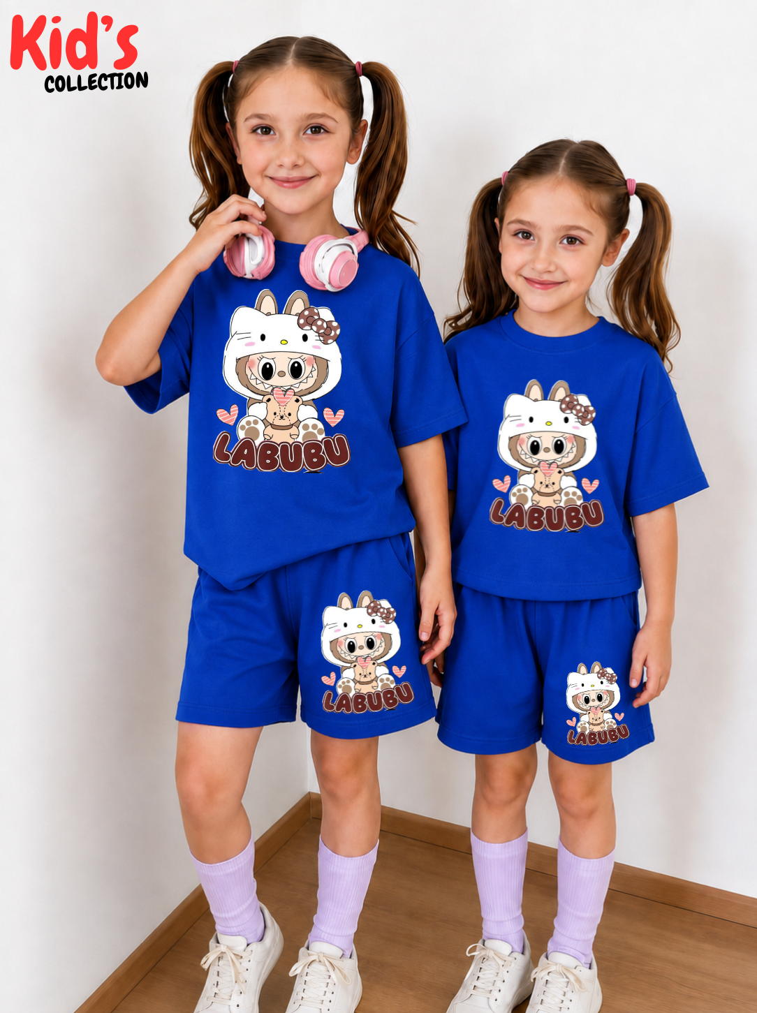 Kids Matching Drop Shoulder T-Shirt and Shorts Set