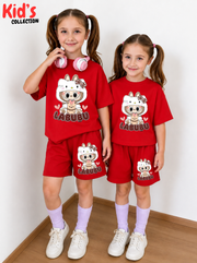 Kids Matching Drop Shoulder T-Shirt and Shorts Set