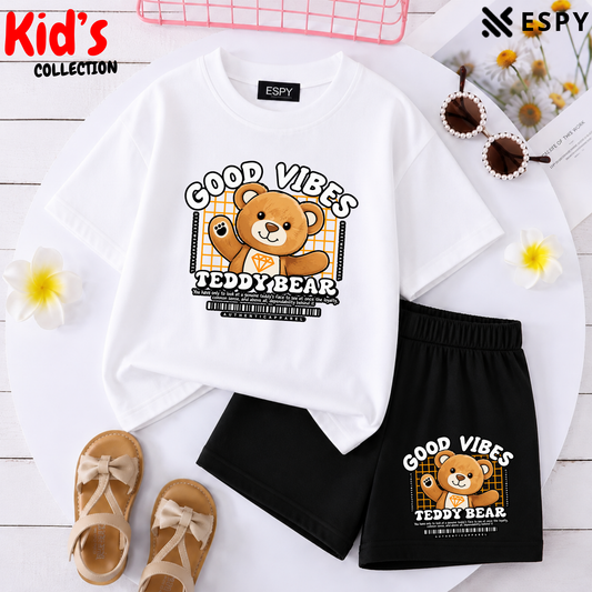 Kids Matching Drop Shoulder T-Shirt and Shorts Set