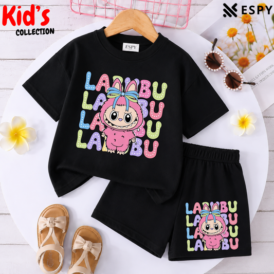 Kids Matching Drop Shoulder T-Shirt and Shorts Set