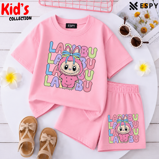 Kids Matching Drop Shoulder T-Shirt and Shorts Set